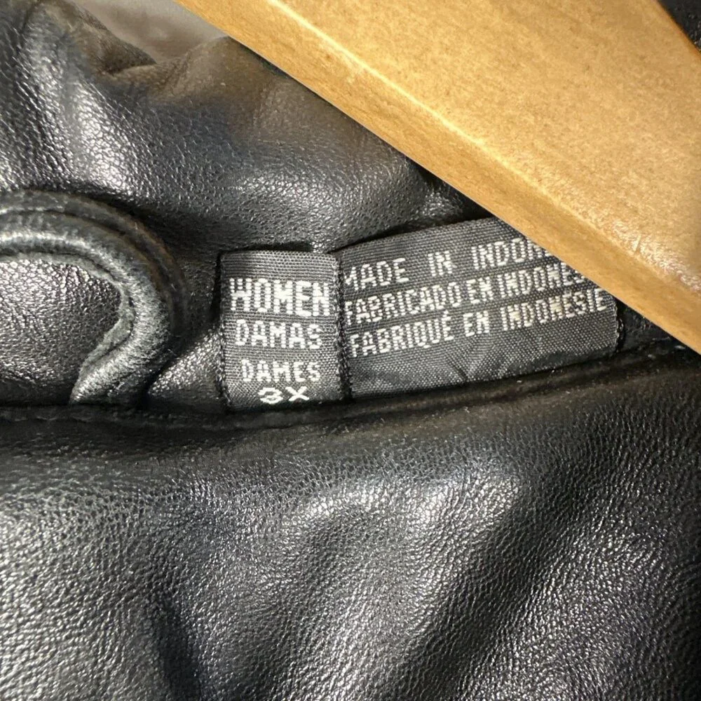 Vintage Tibor Leather Jacket 3X Womens Black Thinsulate Coat Removable Liner‎